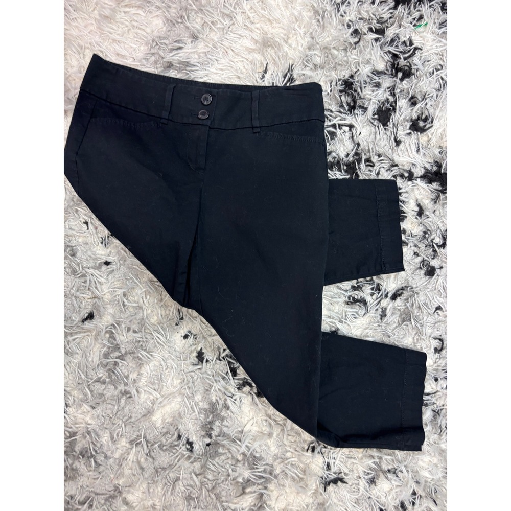 Loft‎ Outlet Petite Original Crop Pants Black Cotton Blend Trousers Size 0P
